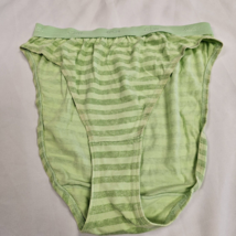 Vintage 80s Jockey Green Stripe Cotton Panties Hi Cut 7 L Large - £23.35 GBP