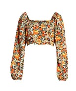 Vero Moda Saga Sweetheart Neck Crop Top Black Aop Mani Size Medium NEW - $47.86 CAD