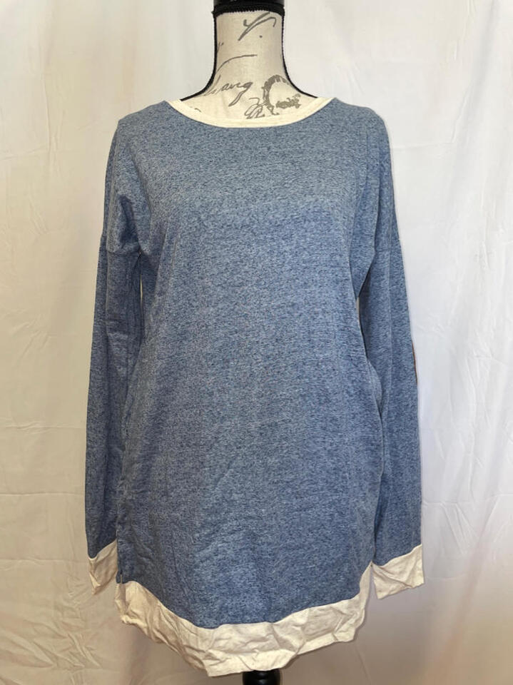 $40 Casa Lee Blue Elbow Patch Long-Sleeve Top Blue Size Small NWOT - $7.92