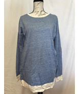 $40 Casa Lee Blue Elbow Patch Long-Sleeve Top Blue Size Small NWOT - $10.75 CAD
