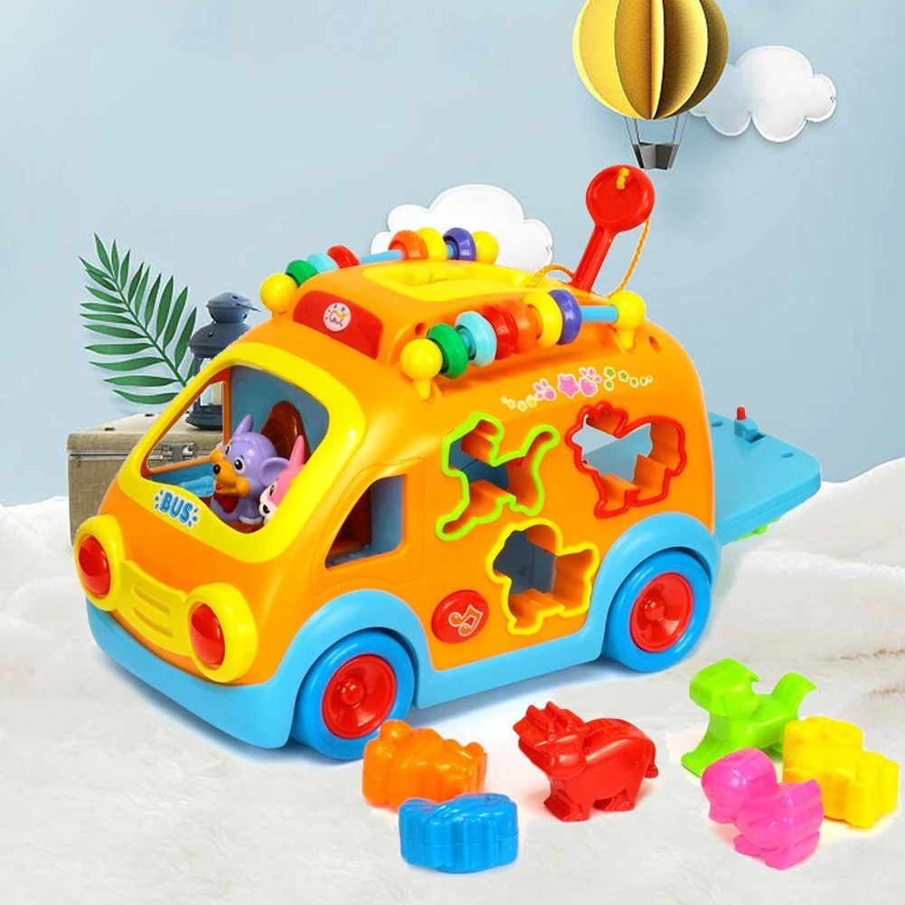 Musical Learning Car Toys Educational Infant Bus Toy with Animal Sounds/Blocks - £45.98 GBP+