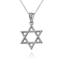 Sterling Silver Star of David Charm Necklace - £11.76 GBP+