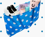 Kate Spade Blue Canvas Tote White Polka Dot 25&quot; x 15&quot; FS Y - £26.81 GBP