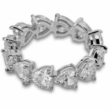 4.5mm Corazón Corte Diamante Imitación 925 Plata Full Eternidad Anillo de Boda - £107.10 GBP