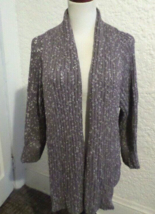 St John Viscose Open Front Shawl Collar Long Cardigan Gray/Silver Size XL - $148.50