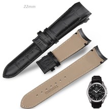 22mm CURVED END Matt Crocodile grain leather BLACK Watch Strap Band - £25.97 GBP