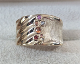 Clarté© Kaleidoscope Coll. Sapphire Ring in 14K YG Vermeil Over Sterling Sz 9 - £92.37 GBP