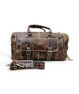 Handmade Leather Duffle Bag: Brown Weekender Travel Bag with Shoe Compar... - $7,291.32 MXN