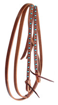 Horse Western 8ft Harness Leather Show Split Reins w/ Turquoise Stones 6... - $638.89 MXN
