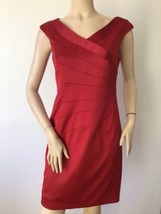 Sangria Sz. 6  Dark Red Diagonal Pieced ￼Stretch Satin Sleeveless Dress - £15.63 GBP