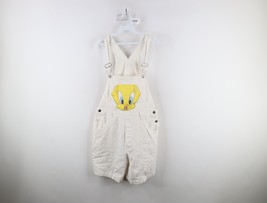 Vtg 90s Looney Tunes Womens L Distressed Tweety Bird Denim Shortalls Ove... - $131.10 CAD
