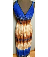 Romantic Blue Sundress Beach Cruise Tropical Dress Cute Print Pattern NE... - £8.73 GBP