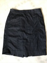 Ann Taylor Blue Chambray Like Skirt Size 4 Back Kick Pleat No Slit - $19.34