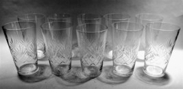 Set of 10 x Art Deco 5&quot; Fine Glass Water Tumblers Star &amp; Fern Cut 1920&#39;s. - £147.64 GBP