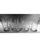 Set of 10 x Art Deco 5&quot; Fine Glass Water Tumblers Star &amp; Fern Cut 1920&#39;s. - £146.80 GBP