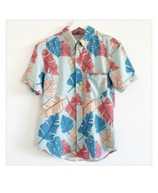 RSVLTS Disney Moana Of Motunui Kunuflex Button Shirt Hawaiian Leaf Blue XS - £39.19 GBP