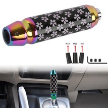 JDM SAKURA Blossom Neo Chrome &amp; Carbon Fiber Automatic Gear Stick Shift Knob 5&quot; - £16.87 GBP