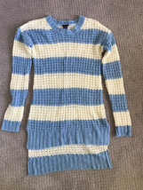 rue 21 Stripe Blue/White Long Sleeve Pullover Loose Knit Sweater High/Low design - £7.80 GBP