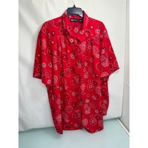 Maggie Barnes Women&#39;s Plus Size 32W Shirt Tunic Top Blouse Red Floral Textured - £14.85 GBP