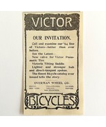 Victors Bicycles 1894 Advertisement Victorian Overman Wheel Invitation A... - $19.99