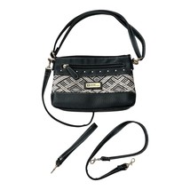 Stone Mountain Santa Fe Black Hobo Straw Crossbody Bag - Vegan Leather, Diamond - $32.73