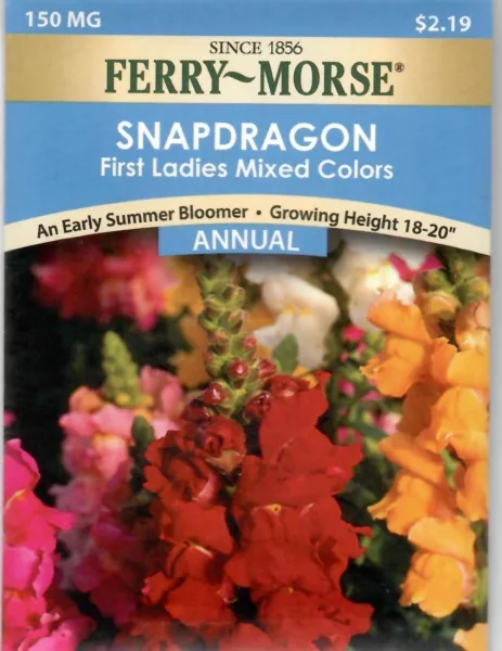 Snapdragon First Lady Mixed Colors Flower Seeds Non-Gmo - Ferry Morse 12/23 Fres - $7.50