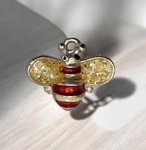 Honey Bee Pendant Charm Enamel Rhinestone Silver Tone Fashion Jewelry - £12.25 GBP