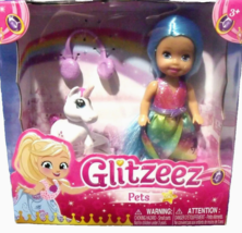 Glitzeez Doll Blue Hair and Pet Unicorn New 4 inches Toys - $13.95