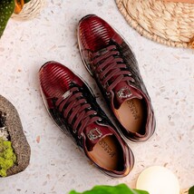 Portici Genuine Crocodile and Lizard Fashion Sneaker Wine / Black image 11