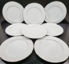 8 Royal Doulton Simply Platinum Dinner Plates Set Elegant White Porcelain Dishes - £124.13 GBP