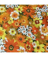 Vintage 70s Bedspread Coverlet w Fringe Orange Flower Power Hippie Groov... - £94.36 GBP