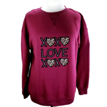 Love &amp; Kisses Womans Sweatshirt  Size M Pink XXOO Lightweight Leopard Valentine - £5.50 GBP