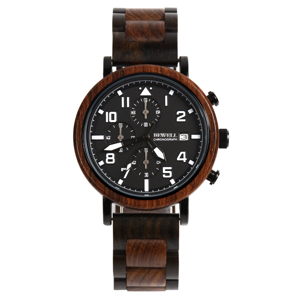 Multi Functional Six Needle Men&#39;s Wooden Watch - $75.00