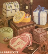 Plastic Canvas 14 Projects Needlepoint Gift Boxes Trunk Heart Presents Patterns - $12.99