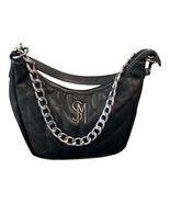 Steve Madden Quilted Black Shoulder Bag SM Logo Chain Strap Hobo Style - $21.60
