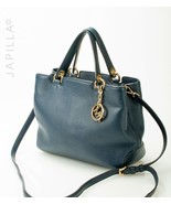 BLUE LEATHER MICHAEL KORS SATCHEL HANDBAG PURSE! - $112.86