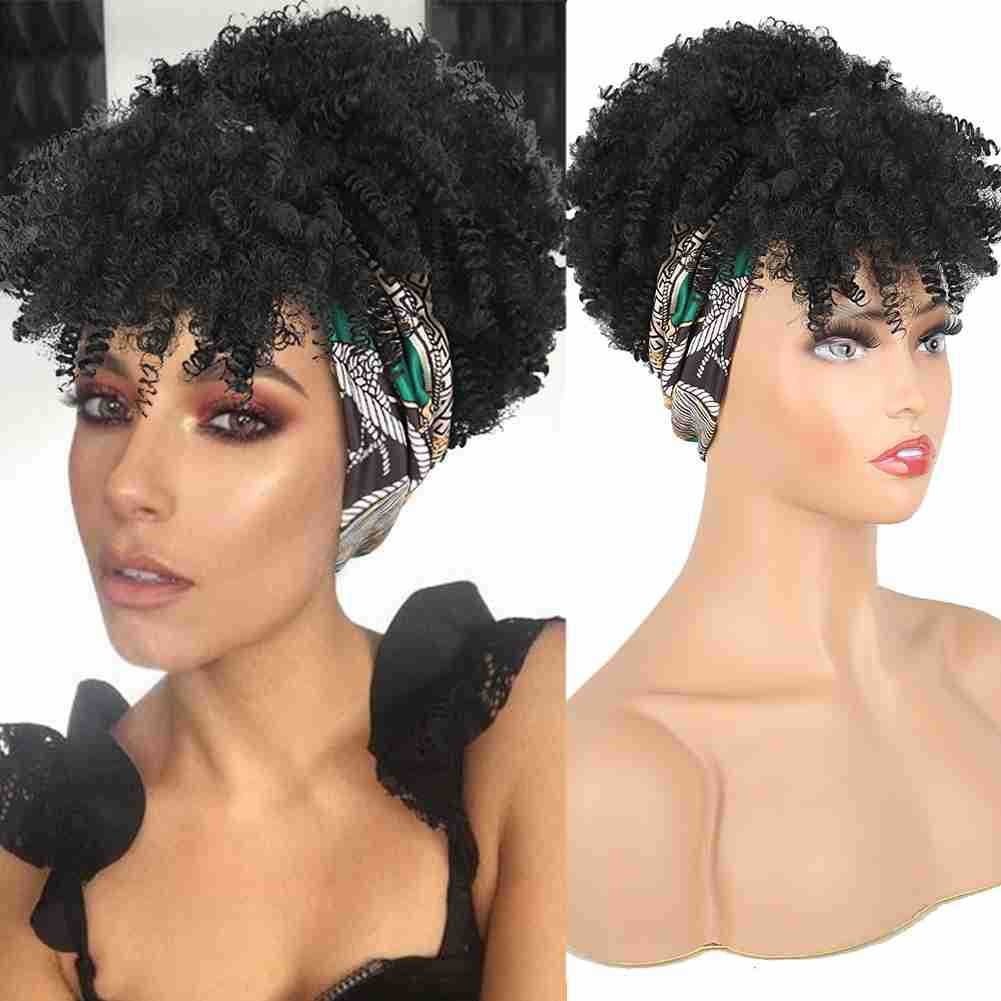 Small curly hair bangs one headband Headscarf wig chemical fiber wig head cover