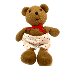 Vintage 1989 Hallmark Plush Heartline Brown Bear Heart Shorts Stuffed Animal 8&quot; - £14.82 GBP