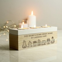 Personalised HOME Triple Tea Light Box, New Home Gift , House Warming Gi... - £12.54 GBP
