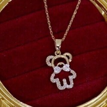 1Ct Round Lab-Created Diamond Teddy Bear Women Pendant 14k Yellow Gold Plated - £117.22 GBP