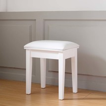 White Vanity Makeup Stool - Cushion &amp; Solid Legs Dressing Bench - $1,451.46 MXN