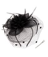 Hotalisona Women&#39;s Feather Tulle Fascinator Hat Black Tea Party Headband... - $275.60 MXN
