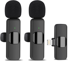 2 Pack Wireless Microphone Fit for iPhone iPad Black NEW - $64.32