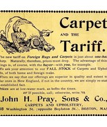 John Pray Carpets Upholstery 1894 Advertisement Victorian Rug Tariff ADBN1j - $367.32 MXN