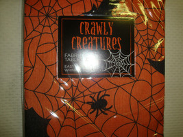 New Crawly Creatures 60 x 84&quot; Oblong Tablecloth Halloween Spiders Bats Orange - £28.67 GBP