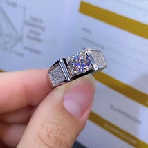 Exquisite Sparkling Moisanite Ring for Men 925 Sterling Silver Birthday Gift Shi - £70.50 GBP
