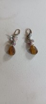 Vintage Tiger&#39;s Eye Crystal Dangle Earrings, - £15.98 GBP