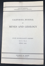 April 1945 California Journal of Mines &amp; Geology w/ Maps Knoxville &amp; Reed Mines - £23.98 GBP