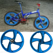 BMX Bicycle 20&quot; PVC Sport Rim ( BLUE ) 4 SPOKES  Wheelset Hub Set- DHL E... - £57.92 GBP