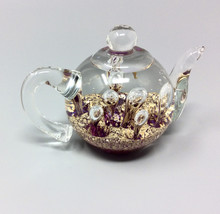 Artisan Made Art Glass Teapot with Flowers and Controlled Bubble Work - £38.36 GBP